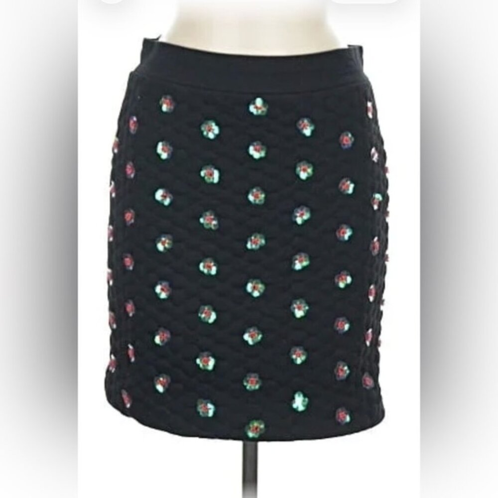 Opening Ceremony Black Skirt with Colorful Floral Accents